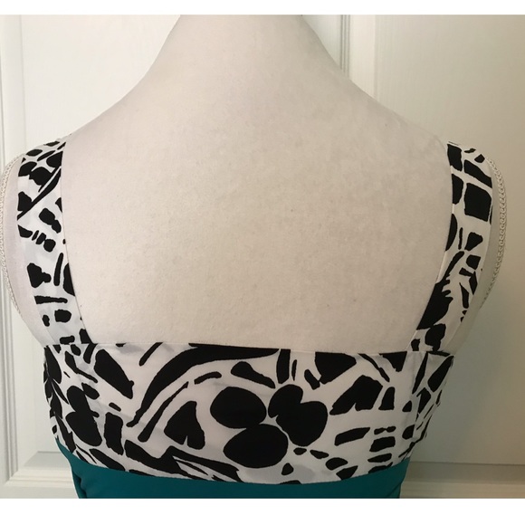 Ann Taylor Black/White Dress w/Teal Ribbon… - Picture 6 of 7